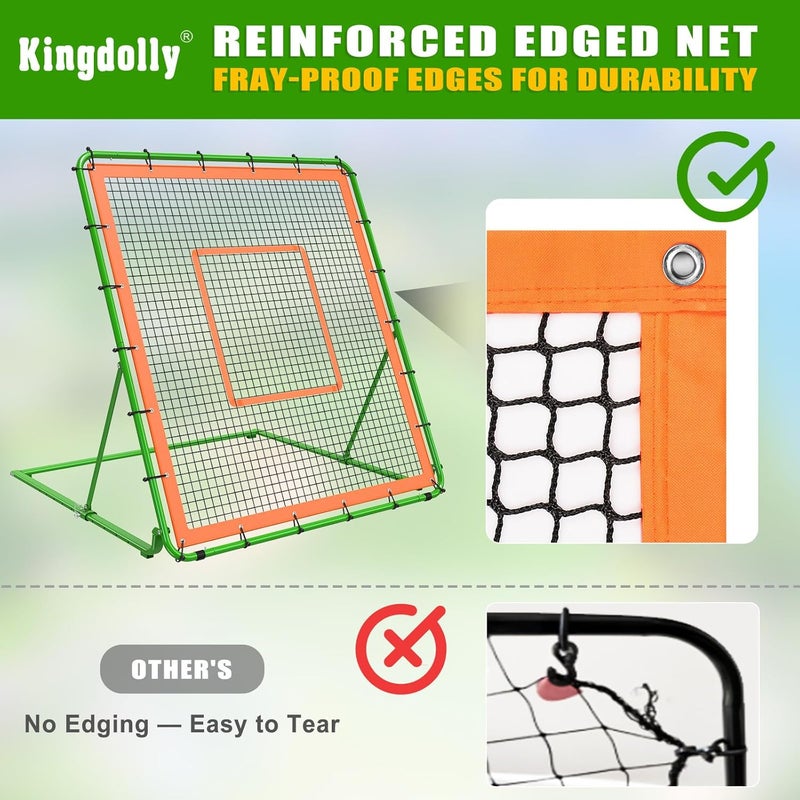 KingDolly 4x4.5FT Overlocked Seam Baseball Rebounder Net, Bounce Back Net with 10 Ball Return Angles, Reinforced Pitch Back Net for Fielding, Pitching Drills & Solo Practice, Multi-Sport Training - Image 2
